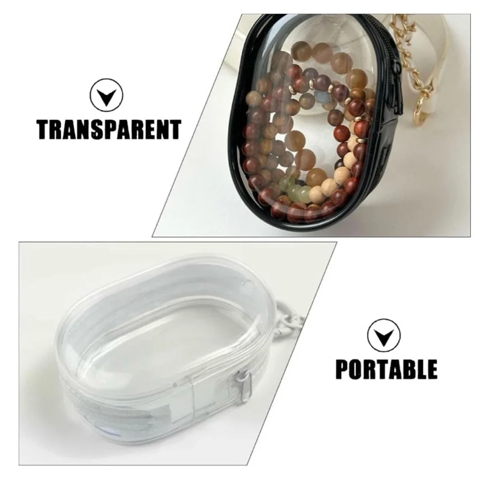 💞 New Small Black Transparent Keychain Charging Cable Storage Bag